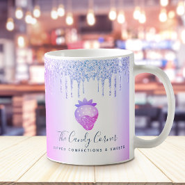 パープルディップストロベリー コンセプト グリッター ドリップス コーヒーマグカップ