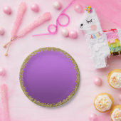 パープルディップ金ゴールドグリッターグラムスパークルパーティー ペーパープレート (パーティー)