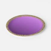 パープルディップ金ゴールドグリッターグラムスパークルパーティー ペーパープレート (アングル)