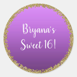 パープルディップ金ゴールドグリッターグラムスパークルパーティー ラウンドシール