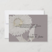 パープルデイジーアンティーク結婚ズサンキューフラットカード サンキューカード (裏面)