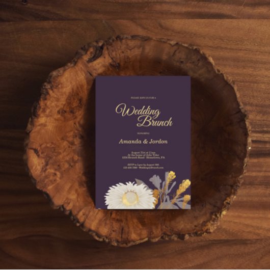 パープルデイジーアンティーク結婚ズブランチ招待状 招待状