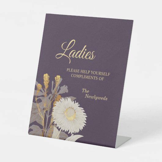 パープルデイジーアンティーク結婚ズレディースバスルーム 台座サイン (正面)