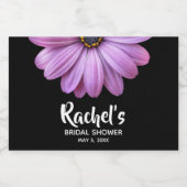 パープルデイジーオンブラックブライダルシャワーミニ スパークリングワインラベル (シングルラベル)
