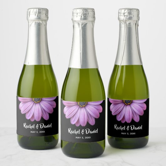 パープルデイジーオンブラックミニ スパークリングワインラベル (ボトル)
