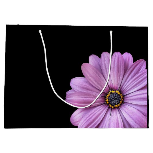 パープルデイジーオンブラックラージ抱き枕 ラージペーパーバッグ (裏面)