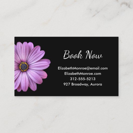 パープルデイジーオンブラック美容師メイクアップサロン 名刺 (裏面)