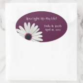 パープルデイジーキャンドルジャー結婚式の引き出物ラベル 楕円形シール (バッグ)