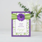 パープルデイジーグリーンフローラブライダルシャワーレシピ ポストカード (スタンド正面)