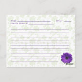 パープルデイジーグリーンフローラブライダルシャワーレシピ ポストカード (裏面)
