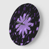 パープルデイジーチェーンフローラルパターンウォールクロック ラージ壁時計 (傾斜)