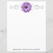 パープルデイジーパーソナライズされた紙シート (正面)