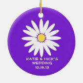 パープルデイジーフラワーガール写真 セラミックオーナメント (裏面)