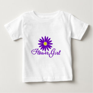 パープルデイジーフラワーガール ベビーTシャツ