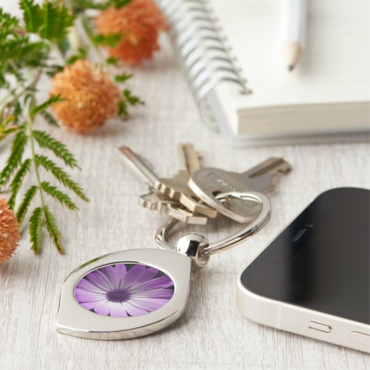 パープルデイジーフラワーキーチェーン キーホルダー (側面)