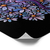 パープルデイジーフラワーズドラゴン ポスター (角)