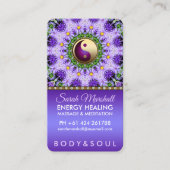 パープルデイジーフラワーズマンダラホリスティックダラヒーリング 名刺 (正面)