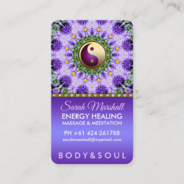 パープルデイジーフラワーズマンダラホリスティックダラヒーリング 名刺