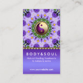パープルデイジーフラワーズマンダラホリスティックダラヒーリング 名刺 (裏面)