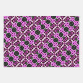 パープルデイジーフラワーズ抽象デザイン ラッピングペーパーシート (正面2)