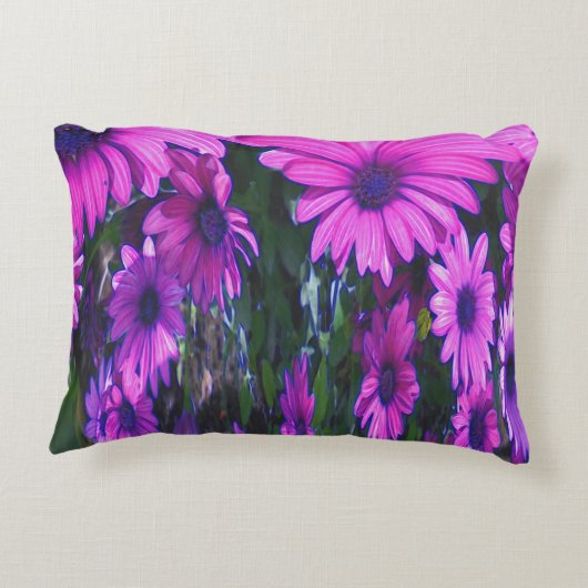 パープルデイジーフラワーファンタジーフローラ抽象芸術アート アクセントクッション (裏面)
