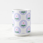 パープルデイジーフラワーママ女の子かわいいレトロ コーヒーマグカップ (中央)