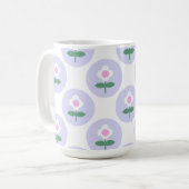 パープルデイジーフラワーママ女の子かわいいレトロ コーヒーマグカップ (正面左)