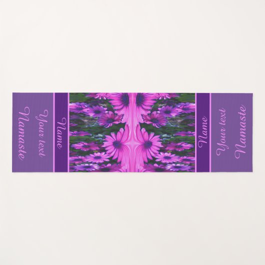 パープルデイジーフラワー抽象芸術アートパーソナライズされた ヨガマット (正面(横))