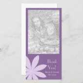 パープルデイジーフラワー結婚ズ・サンキュー サンキューカード (正面/裏面)