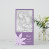 パープルデイジーフラワー結婚ズ・サンキュー サンキューカード (スタンド正面)