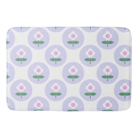 パープルデイジーフラワー10代のキッズベッドルームカワイイ バスマット (正面)