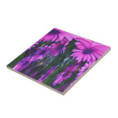 パープルデイジーフローラ抽象芸術アート タイル (側面)