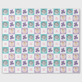 パープルデイジーポップ・アートのフラワーシック誕生日フォトギフト ラッピングペーパー (フラット)