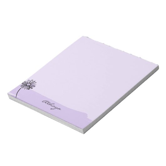 パープルデイジーラインアートパーソナライズされた ノートパッド (回転)
