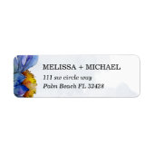 パープルデイジーラベンダーウォーターカラー差出人住所 ラベル (正面)