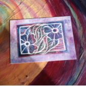 パープルデイジー版画カービンググ芸術的リーン ポストカード