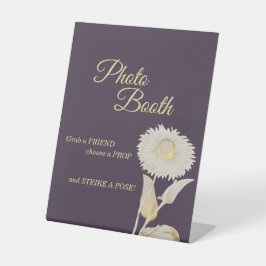 パープルデイジー結婚アンティークのフォトブース 台座サイン