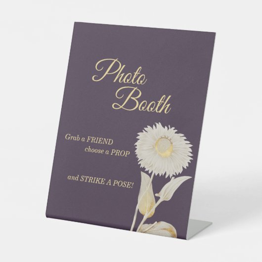 パープルデイジー結婚アンティークのフォトブース 台座サイン (正面)