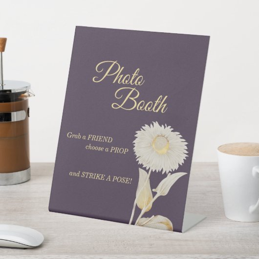 パープルデイジー結婚アンティークのフォトブース 台座サイン (インサイチュ)