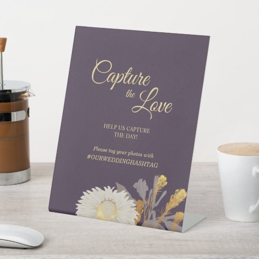 パープルデイジー結婚アンティークの愛の捕獲 台座サイン (インサイチュ)