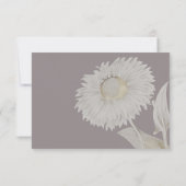 パープルデイジー結婚アンティークの食事の選択 出欠カード (裏面)