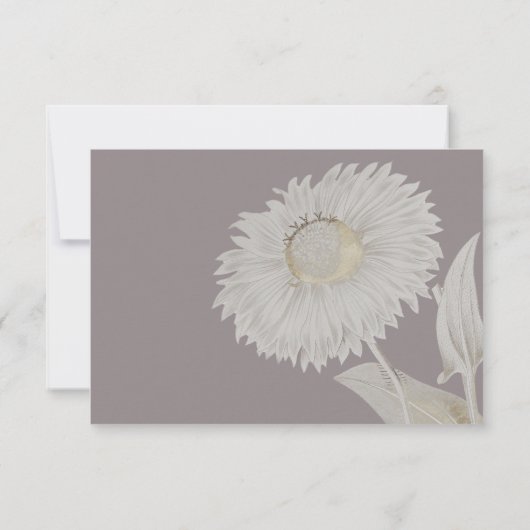 パープルデイジー結婚アンティークの食事の選択 出欠カード (裏面)