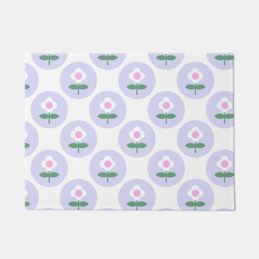 パープルデイジー花引っ越し祝いパーティーおもしろいギフト ドアマット (正面)