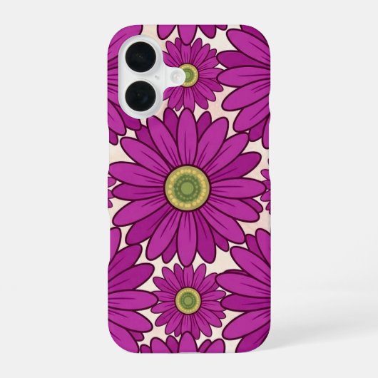 パープルデイジー花柄iPhoneケースカバー iPhone 16ケース (裏面)