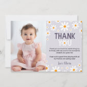 パープルデイジー1stバースデーフォトサンキューカード サンキューカード (正面)