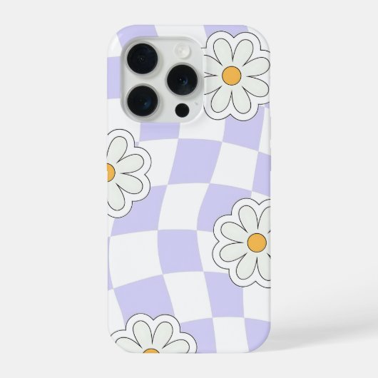パープルデイジー チェッカーフォンケース iPhoneケース (裏面)
