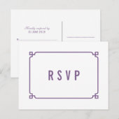 パープルデコシックウェディングRSVPポストカード インビテーションポストカード (正面/裏面)