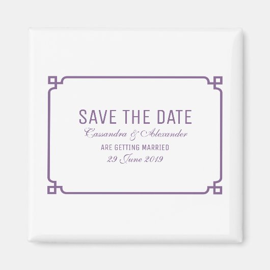 パープルデコシック日付を保存 マグネット (正面)