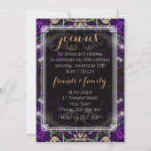 パープルデコールロイヤル誕生日ディナーパーティー招待状 招待状 (裏面)