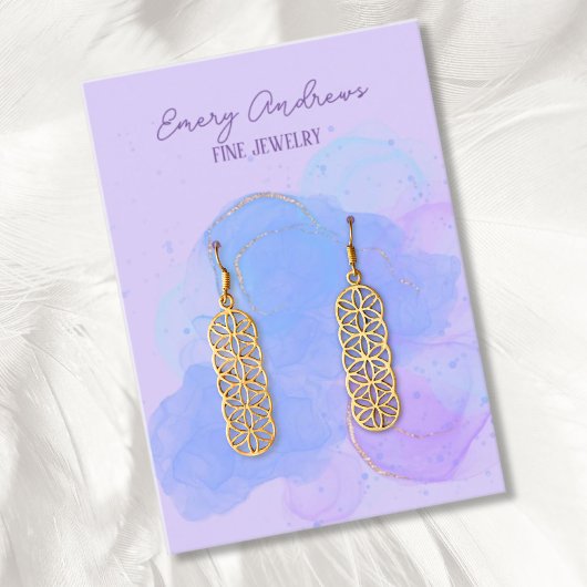 パープルデザイナージュエリーイヤリングホルダーディスプレイ 名刺